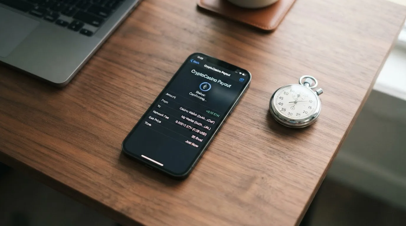 Eine Ethereum-Wallet-Oberfläche mit einer Transaktionsbestätigung und einer Stoppuhr daneben