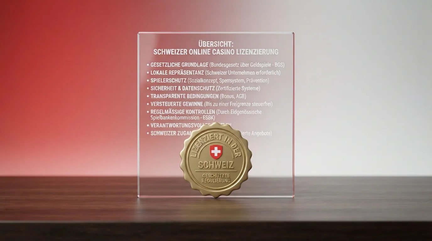 Uebersichtstabelle mit den Namen der zehn lizenzierten Schweizer Online-Casinos