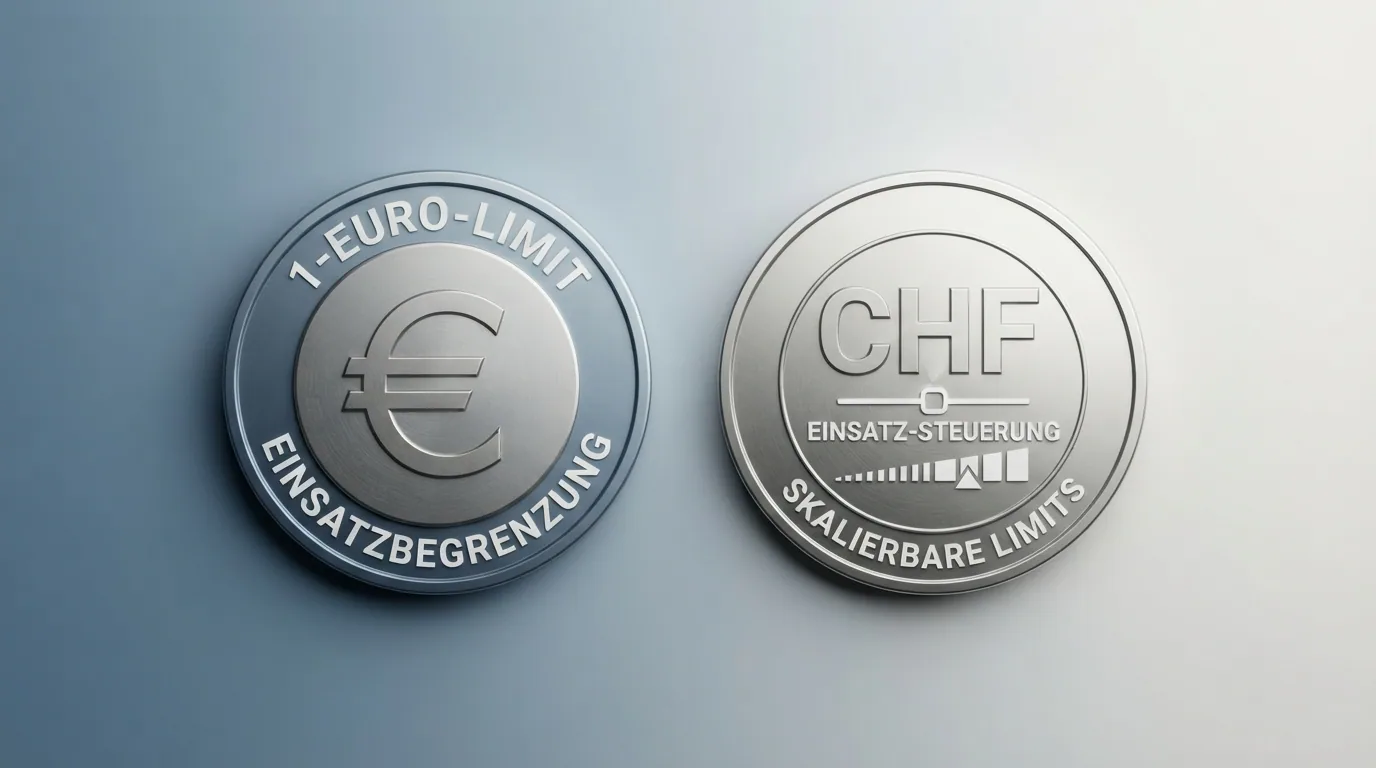 Zwei Flaggen im Vergleich: Deutschland mit 1-Euro-Symbol, Schweiz mit individuellem Schieberegler