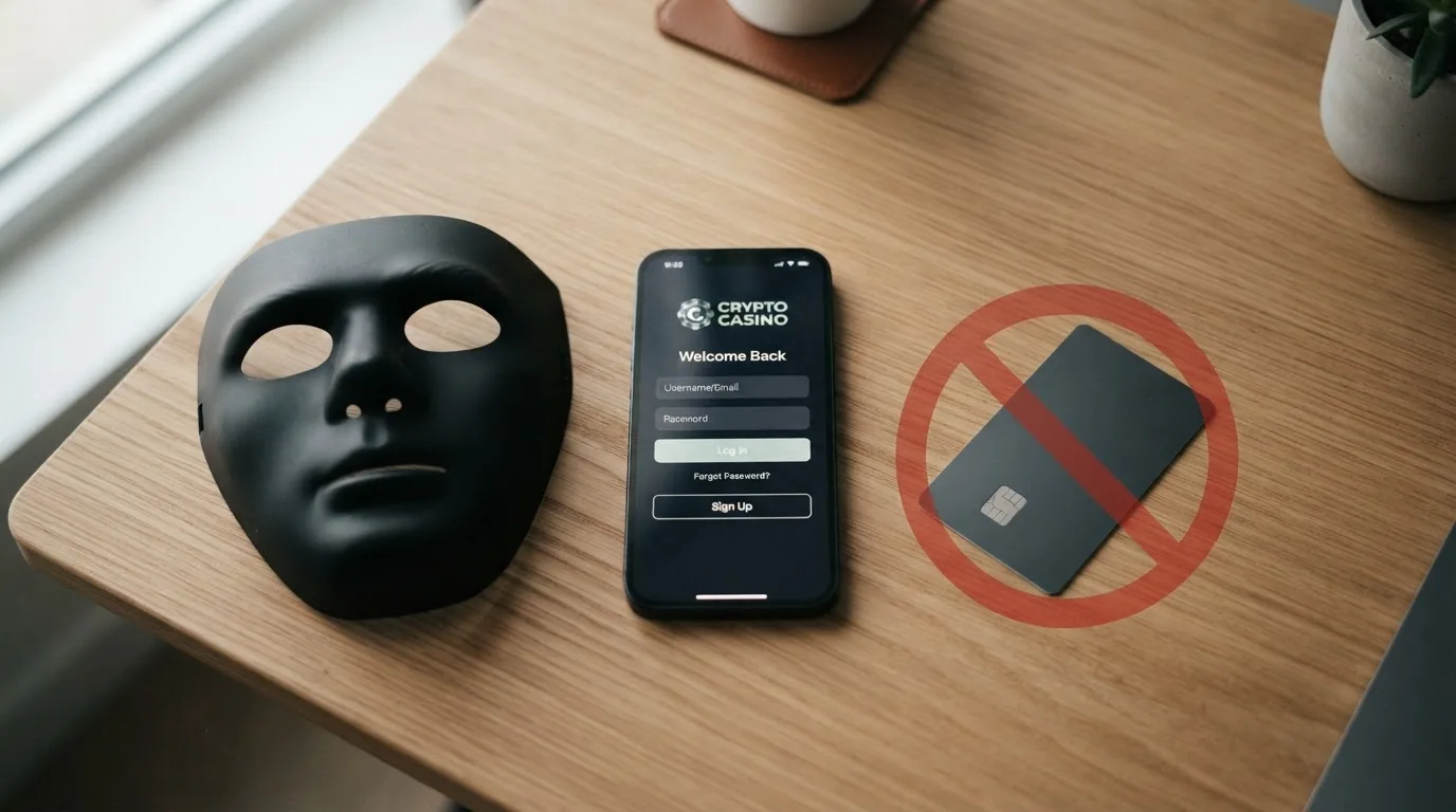 Eine Maske liegt auf einer Tastatur, daneben ein Ausweisdokument mit einem durchgestrichenen roten Kreis