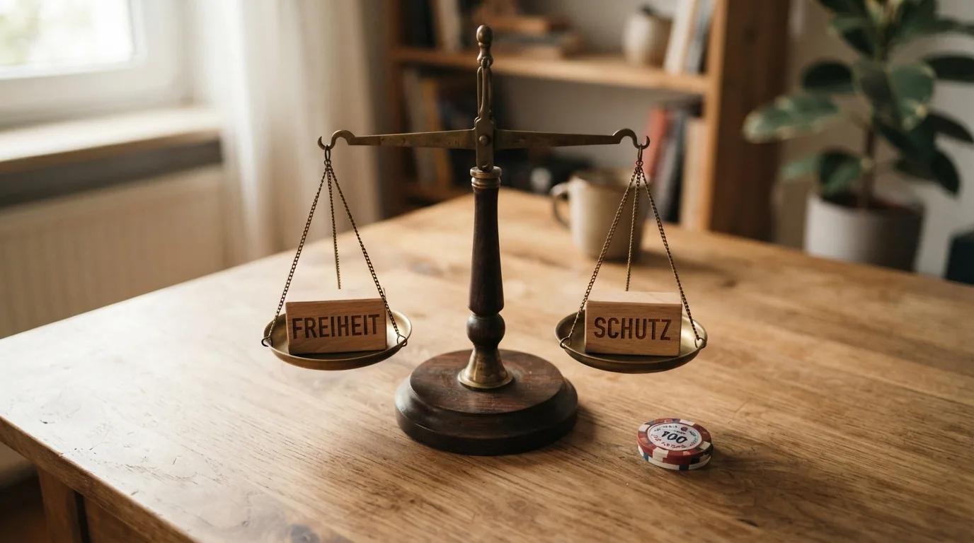 Symbolbild: Waage mit «Freiheit» auf der einen und «Schutz» auf der anderen Seite