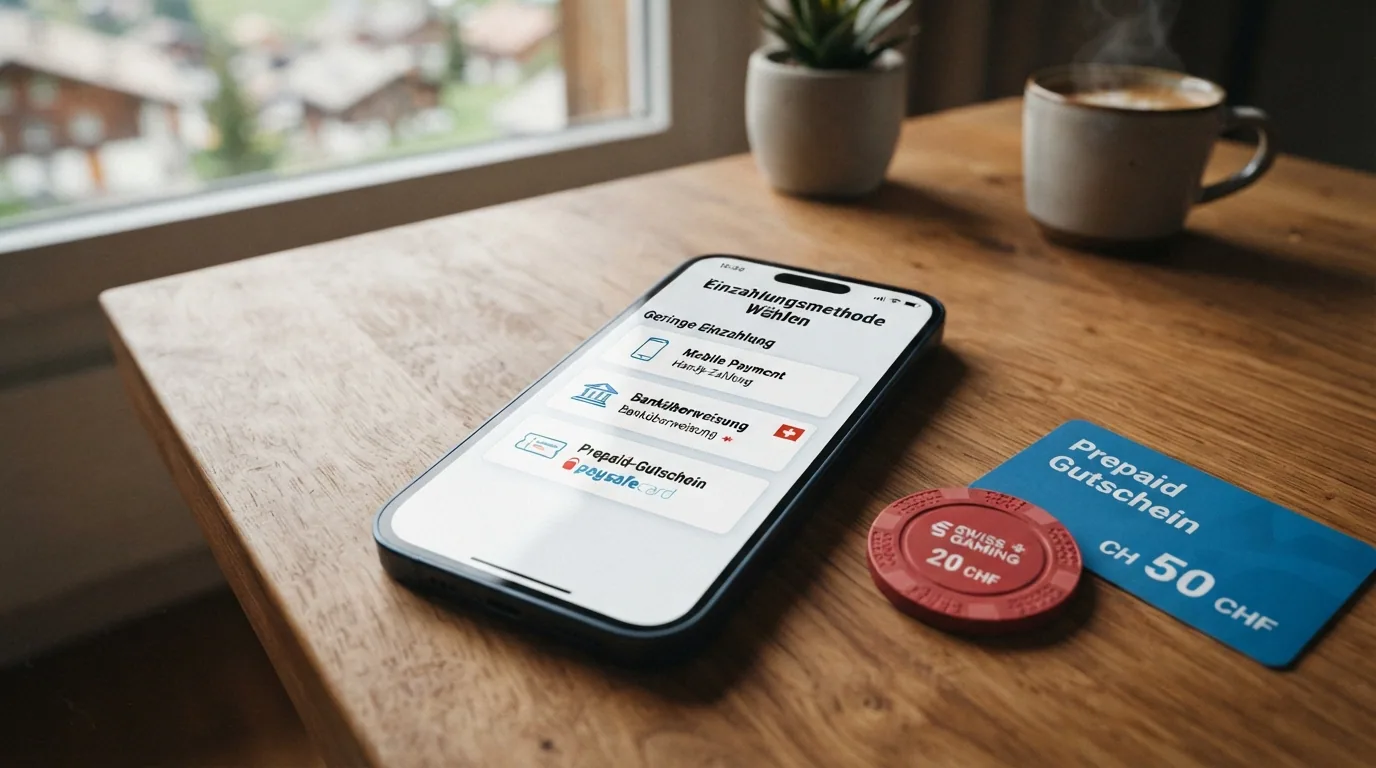 Eine Reihe von Zahlungssymbolen — TWINT, PostFinance, Paysafecard, Kreditkarte — nebeneinander aufgereiht